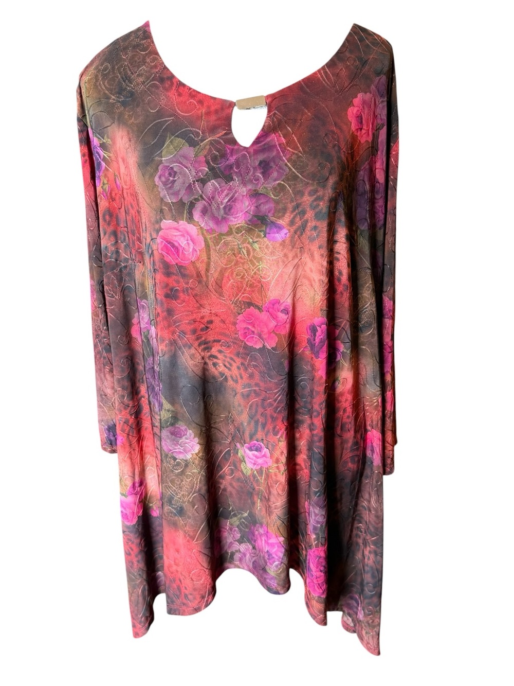 Cocomo Pink Multi Floral Keyhole Swing Tunic